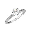 White Gold Dainty and Elegant Cubic Zirconia Engagement Proposal Ring