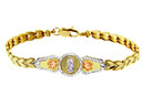 Tri-Color Gold Bracelet - The Virgin of Guadalupe Diamond Cut Bracelet