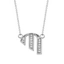 14K Solid White Gold Armenian Alphabet Diamond Initial "P" or  "B" Necklace