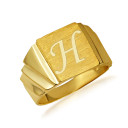 Yellow Gold Engravable Men's Timeless Solid Signet Ring