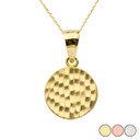 Hammered Round Pendant Necklace in Gold (Yellow/Rose/White)