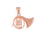 French Horn Pendant Necklace in Rose Gold