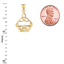 Diamond Trinity Knot Pendant Necklace in Yellow Gold