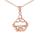 Diamond Trinity Knot Pendant Necklace in Rose Gold