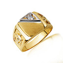 Yellow Gold Men's Solid Sophisticated Signet CZ Ring