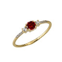 Dainty Elegant Birthstone and Diamond Rope Ring in Gold (Available in Yellow/Rose/White Gold)