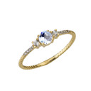 Dainty Elegant Birthstone and Diamond Rope Ring in Gold (Available in Yellow/Rose/White Gold)