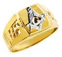 Two-Tone Freemason Square & Compass Men's Signet Ring
