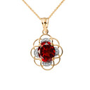 Flower of Life Personalized Birthstone Pendant Necklace in Yellow Gold