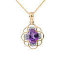 Flower of Life Personalized Birthstone Pendant Necklace in Yellow Gold