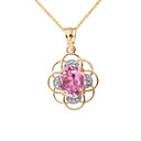 Flower of Life Personalized Birthstone Pendant Necklace in Yellow Gold