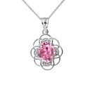 Flower of Life Personalized Birthstone Pendant Necklace in Sterling Silver