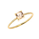 Dainty Diamond and Genuine Morganite Rope Ring in Gold