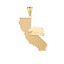 California State Map With Grizzly Bear Silhouette in Yellow Gold