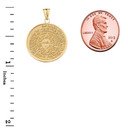 The Lords Prayer Medallion Pendant Necklace in Yellow Gold