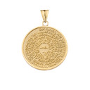 The Lords Prayer Medallion Pendant Necklace in Yellow Gold