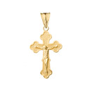 Greek Orthodox Crucifix Cross Pendant Necklace in Yellow Gold