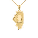 Illinois The Land of Lincoln State Map Silhouette in Yellow Gold