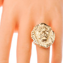 Lion Statement Ring in Gold on female model