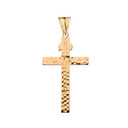 Hammered Cross Pendant Necklace in Yellow Gold