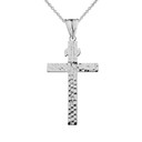 Hammered Cross Pendant Necklace in Sterling Silver