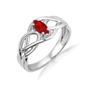 .925 Sterling Silver Lab Created Irish Celtic Knot Marquise Cut Custom Birthstone Ring