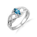 .925 Sterling Silver Lab Created Irish Celtic Knot Marquise Cut Custom Birthstone Ring