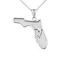 BottleNose Dolphins Florida Pendant Necklace in White Gold