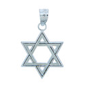 White Gold Milgrain Jewish Star of David Pendant Necklace