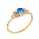 Dainty Chic Genuine Birthstone and White Topaz Promise Ring in Gold (Available in Yellow/Rose/White Gold)