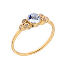 Dainty Chic Genuine Birthstone and White Topaz Promise Ring in Gold (Available in Yellow/Rose/White Gold)