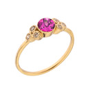 Dainty Chic Genuine Birthstone and White Topaz Promise Ring in Gold (Available in Yellow/Rose/White Gold)