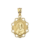 Saint Nectarios Pendant Necklace in Solid Gold (Yellow/Rose/White)