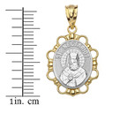 Solid Two Tone Yellow Gold Saint Nectarios Pendant Necklace