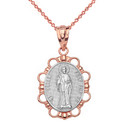 Solid Two Tone Rose Gold Saint Peter Pendant Necklace