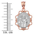 Solid Two Tone Rose Gold Saint Patrick Pendant Necklace