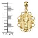 Saint Jude Pendant Necklace in Solid Gold (Yellow/Rose/White)