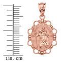 Solid Rose Gold Saint Christopher Pendant Necklace