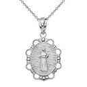 Sterling Silver Saint Francis Pendant Necklace