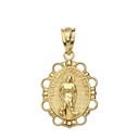 Saint Lazarus Pendant Necklace in Solid Gold (Yellow/Rose/White)