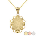 Saint Mary Pendant Necklace in Solid Gold (Yellow/Rose/White)