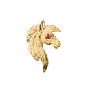 Exquisite Ruby Eyed Horse Pendant Necklace in Yellow Gold