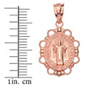 Solid Rose Gold Saint Benito Pendant Necklace