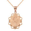 Solid Rose Gold Santa Muerte Pendant Necklace