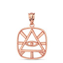 The Eye of Providence ( Eye of God ) Pendant Necklace in Solid Gold (Yellow/Rose/White)