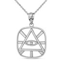 Solid White Gold The Eye of Providence ( Eye of God ) Pendant Necklace