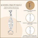 Sterling Silver ichthus (ichthys) Greek Jesus Fish Pendant Necklace