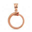 Gold Textured Ouroboros Snake Pendant Necklace (Available in Yellow/Rose/White Gold)