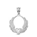 Sterling Silver Winged Heart with Star & Crescent Islam Sufi Order Pendant Necklace
