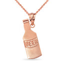 Beer Lovers Beer Bottle Pendant Necklace in Solid Gold (Yellow/Rose/White)